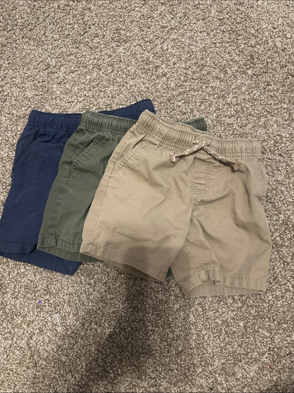 3-Pack Toddler Elastic Waist Shorts - Tan, Olive, Navy